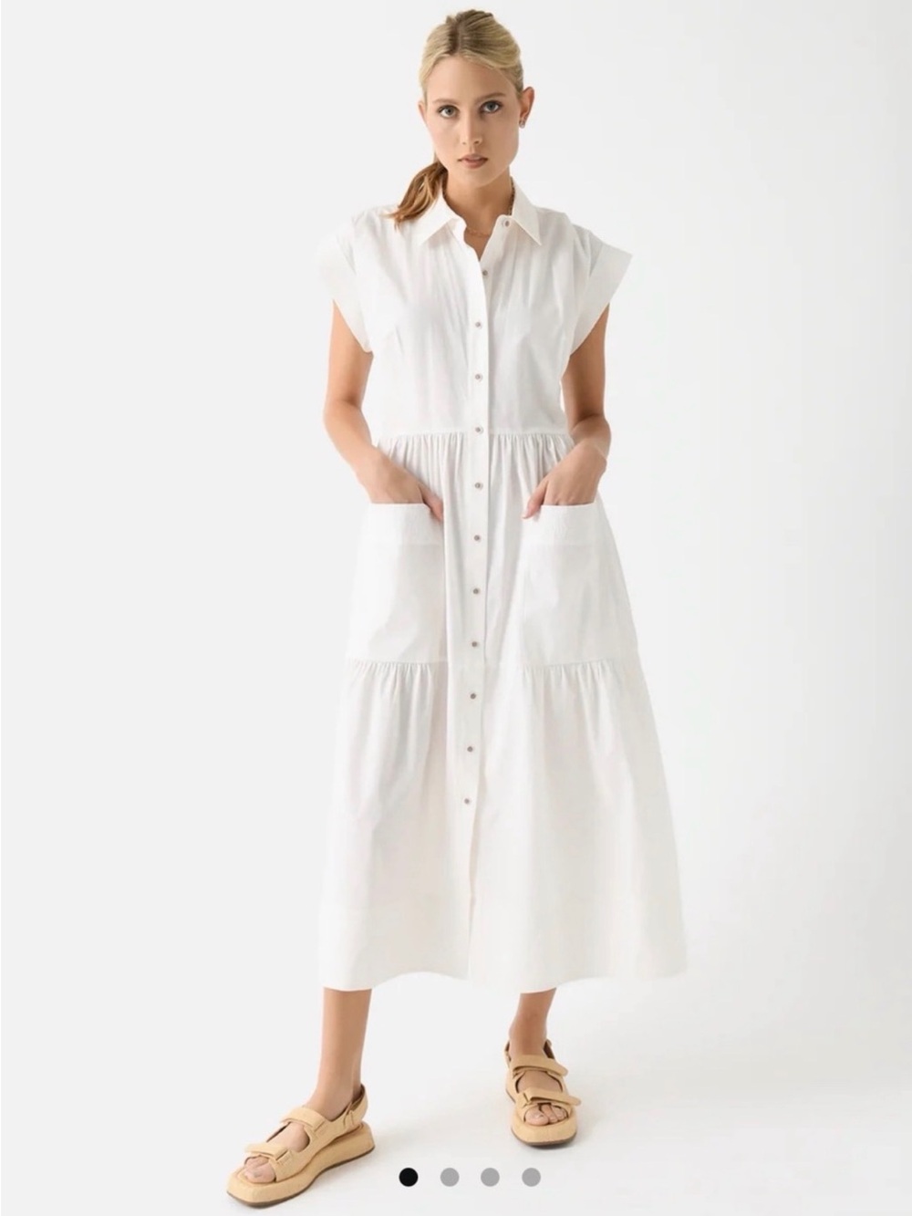 Hunter Bell Sarah White Cotton Maxi Shirt Dress Size M Like New NWOT